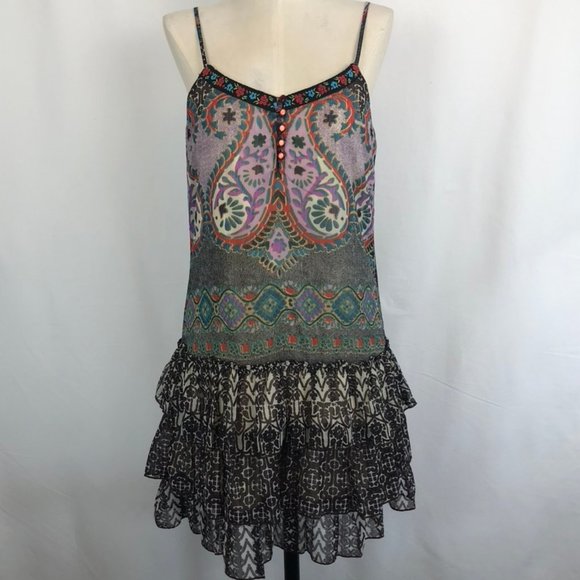 Band of Gypsies Boho Ruffled Dress with Embroidery